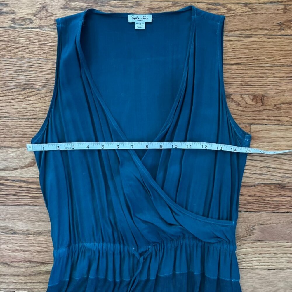 Splendid Faux Wrap V Neck Floor Length Romantic Flattering Waist Dress Resort - Picture 10 of 11